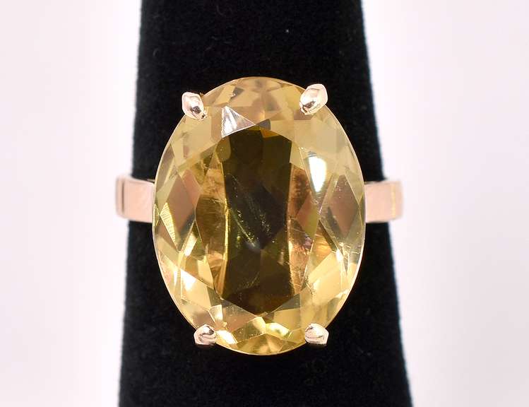 Large Citrine Ring In 14K Yellow Gold