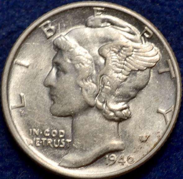 1940 Mercury Dime BU