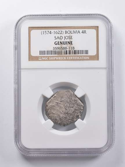 Genuine (1574-1622) Bolivia 4 Reales Sao Jose NGC Shipwreck