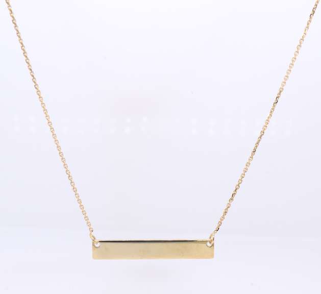 Nice Yellow Gold ID Bar Pendant on Chain