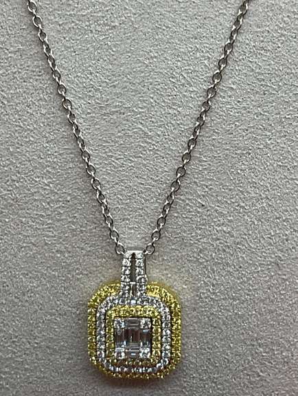 18K WHITE GOLD CHAIN WITH 18K GOLD AND DIAMOND PENDANT