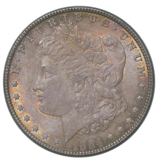 1884 Morgan Silver Dollar Toned Great Color!
