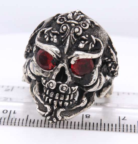 Giani Inspirations Fren Skull Ruby Eye Ring