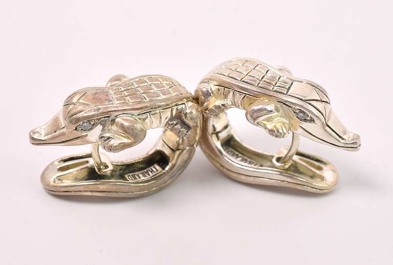 Alligator Hinged Hoop Earrings In Sterling Silver
