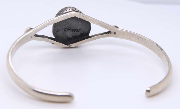Vintage 925 Sterling Silver Turquoise Cuff Bangle