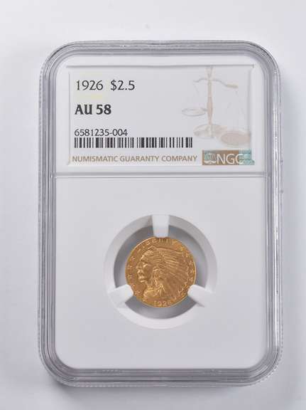 AU58 1926 $2.50 Indian Head Gold Quarter Eagle NGC