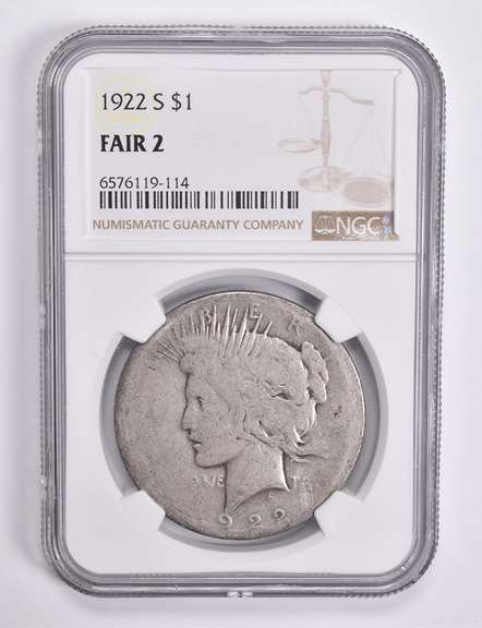 FAIR 2 1922-S Peace Silver Dollar NGC Lowball Low Ball