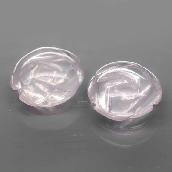 Translucent! 3.68ct pale pink Quartz flower carvings