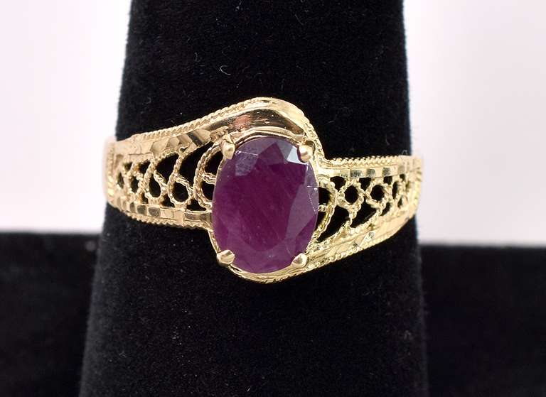 Lovely Ruby Ring In Yellow Gold