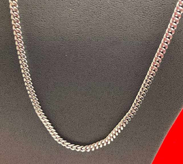 14K WHITE GOLD CURB LINK CHAIN