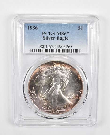 MS67 1986 American Silver Eagle - Graded PCGS