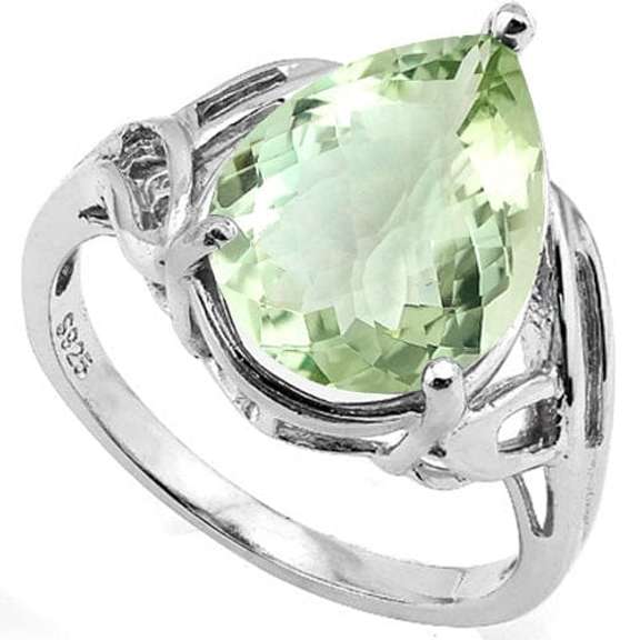 1.21 CT GREEN AMETHYST SILVER RING