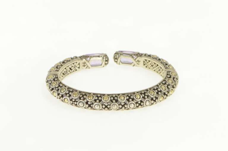 Sterling Silver John Hardy 18k Amethyst Designer Cuff Bracelet