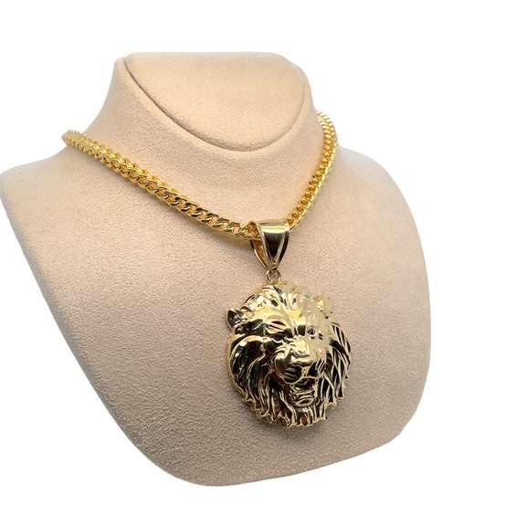 14K YELLOW GOLD LION CHARM NECKLACE