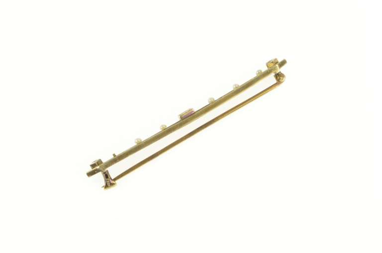 14K Yellow Gold Deco Diamond Pearl Filigree Syn Sapphire Pin/Brooch