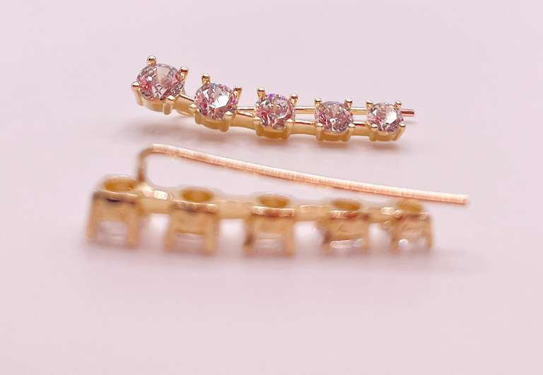 14kt Solid Yellow Gold & Diamond Earrings