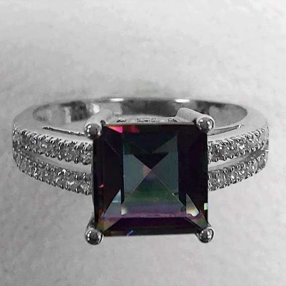 1.60 CT BLUE MYSTIC GEMSTONE SILVER RING
