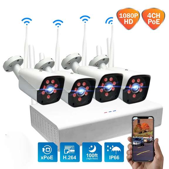 2.0MP 1080P Wireless Surveillance White Camera System