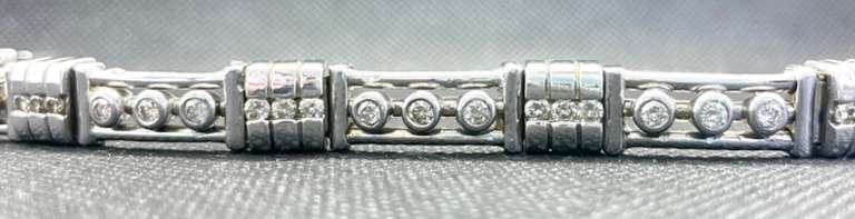 UNIQUE 14K ROUND BRILLIANT MENS WHITE GOLD DIAMOND BRACELET