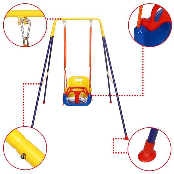 Folding Kids Toddler Swing Seat Chair Frame Rope Set