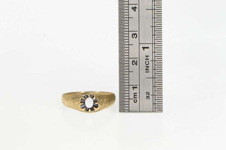 14K Yellow Gold Victorian Engraved Engagement 4.75mm Setting Ring