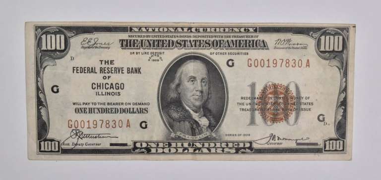 1929 $100 Chicago, IL United States National Currency Note