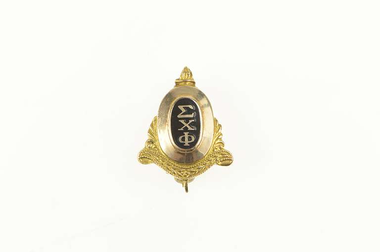 10K Yellow Gold Phi Chi Sigma Enamel Victorian Frat. Lapel Pin/Brooch