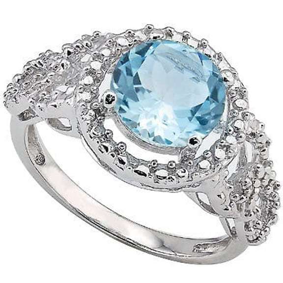 2.22 CT BABY SWISS BLUE TOPAZ SILVER RING