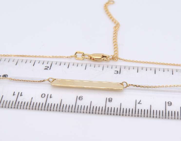 Nice Yellow Gold ID Bar Pendant on Chain