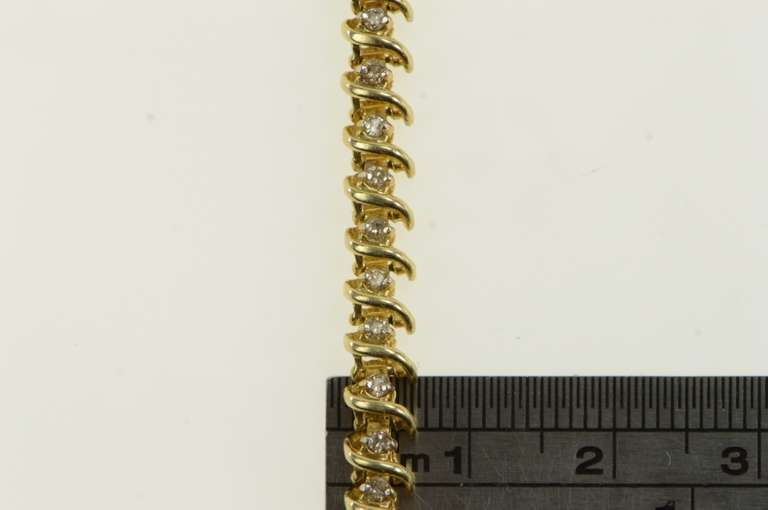 14K Yellow Gold 0.92 Ctw Diamond Classic Vintage Tennis Bracelet
