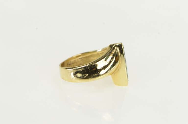 14K Yellow Gold Triangle Opal Inlay Geometric Statement Ring