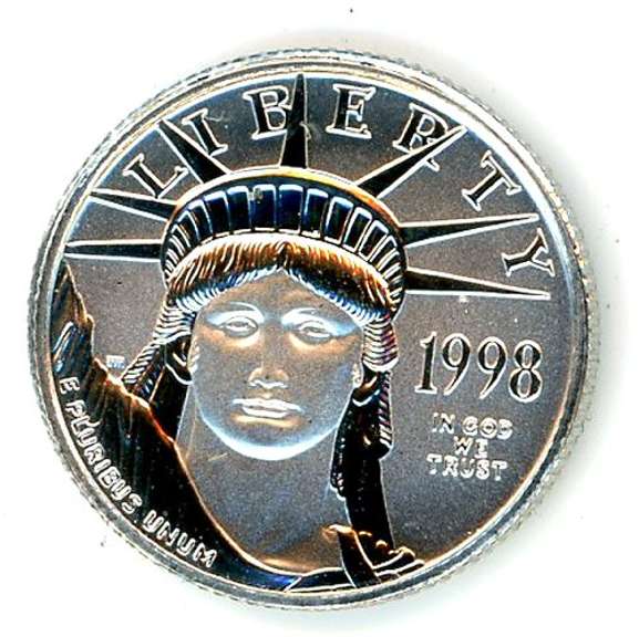 1998 1/10th Ounce BU Platinum $10 Eagle