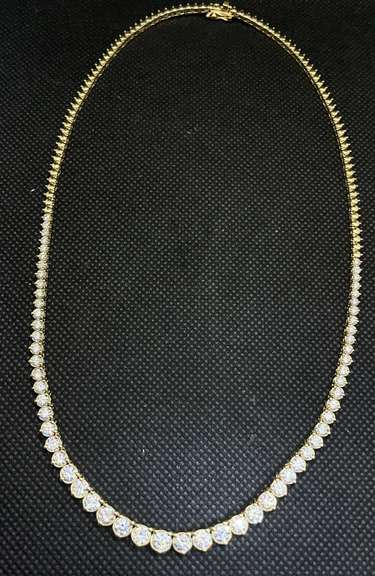 LAB GROWN 6.50 CARATS T.W. ROUND DIAMOND GRADUATED NECKLACE IN 14K YELLOW GOLD