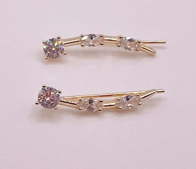 14kt Solid Yellow Gold & Diamond Earrings
