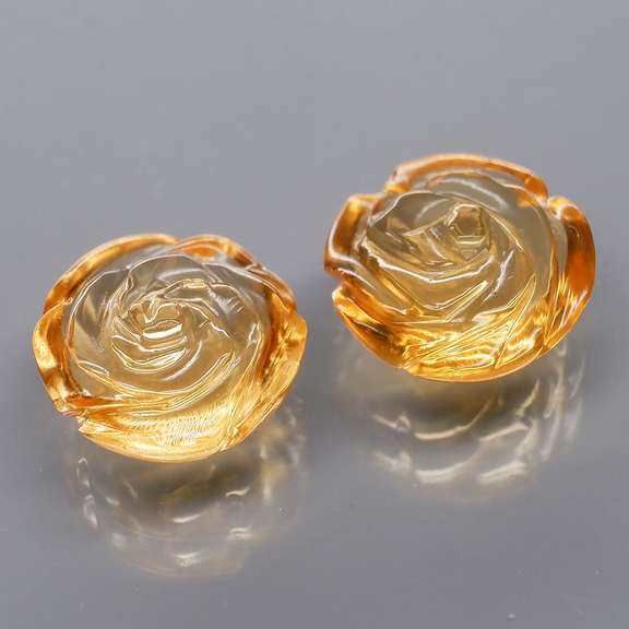 Translucent! 3.88ct champagne Citrine flower carvings