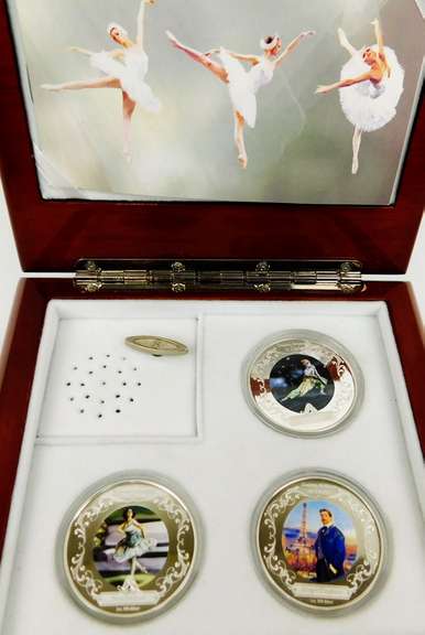 Russian Ballet in Paris Music Box w/3 Coins, .999