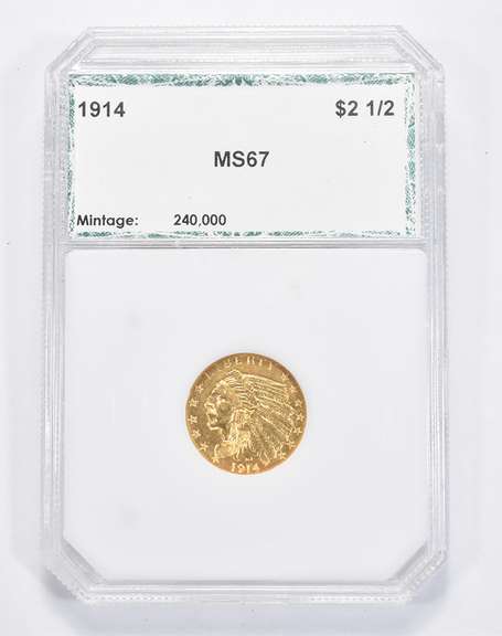 MS67 1914 $2.50 Indian Head Gold Quarter Eagle - Graded PCI