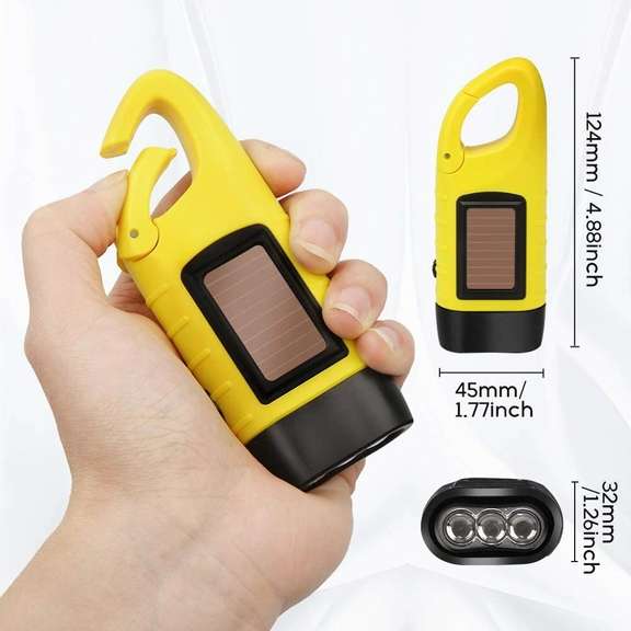 2Pcs Hand Crank Flashlight Solar Powered Emergency