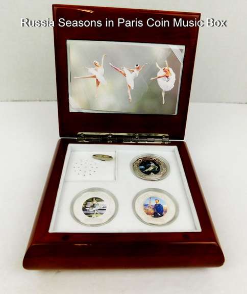 Russian Ballet in Paris Music Box w/3 Coins, .999