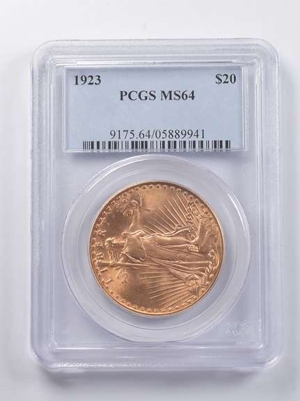MS64 1923 $20 Saint-Gaudens Gold Double Eagle PCGS