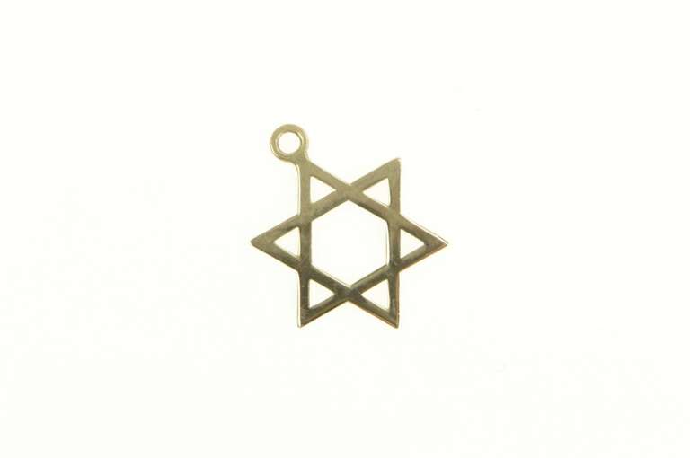 14K Yellow Gold Star of David Jewish Faith Symbol Charm/Pendant