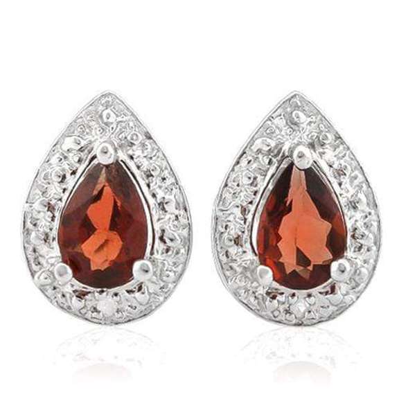 1.00 CARAT GARNET SILVER STUD EARRINGS