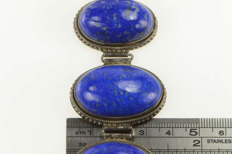 Sterling Silver Oval Lapis Lazuli Cabochon Southwestern Bracelet