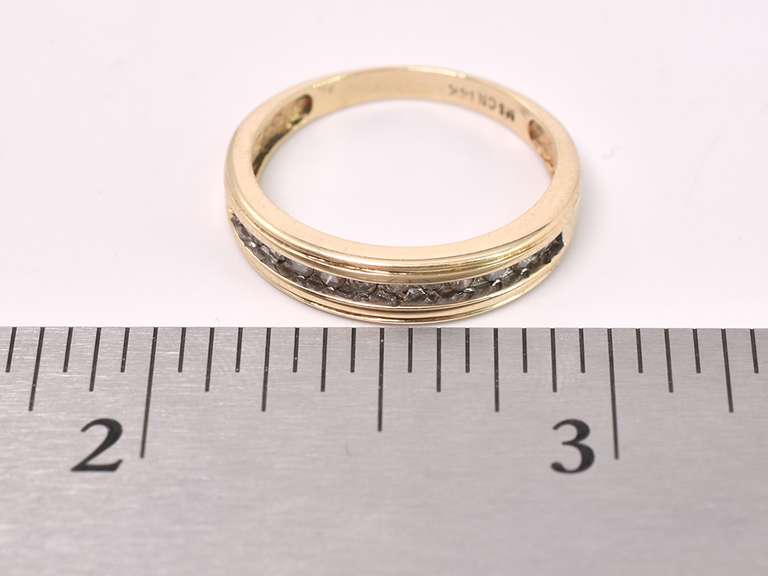 Solid Diamond Ring In 14K Yellow Gold