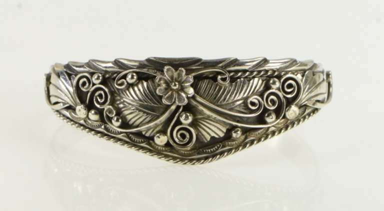 Sterling Silver BY Benson Yazzie Native American Cuff Bracelet