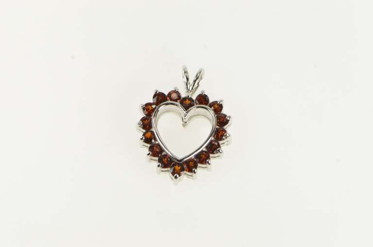 Sterling Silver Cubic Zirconia Garnet Heart Love Reversible Pendant