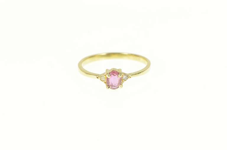 14K Yellow Gold Oval Ruby Diamond Accent Classic Statement Ring