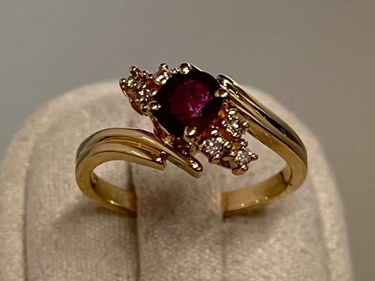 14kt Solid Yellow Gold, Ruby, & Diamond Ring