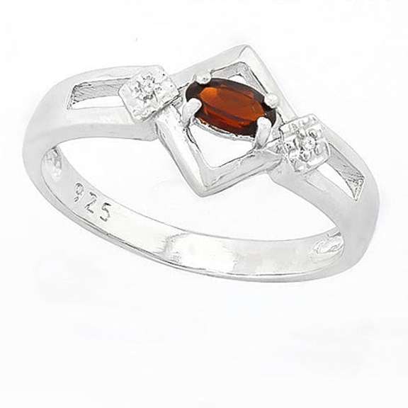 1/3 CT GARNET SILVER RING
