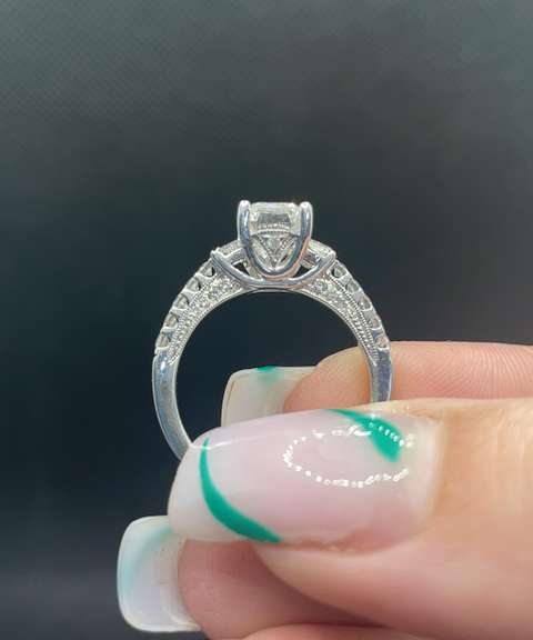 2.10  CARATS T.W. EMERALD ENGAGEMENT RING IN 14K WHITE GOLD
